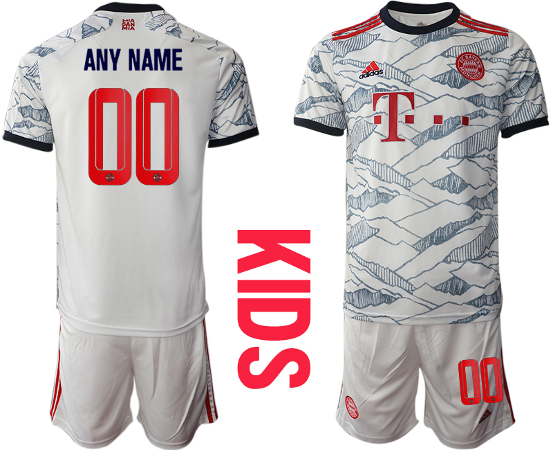 Youth 2021-2022 Club Bayern Munich Second away white customized Soccer Jersey